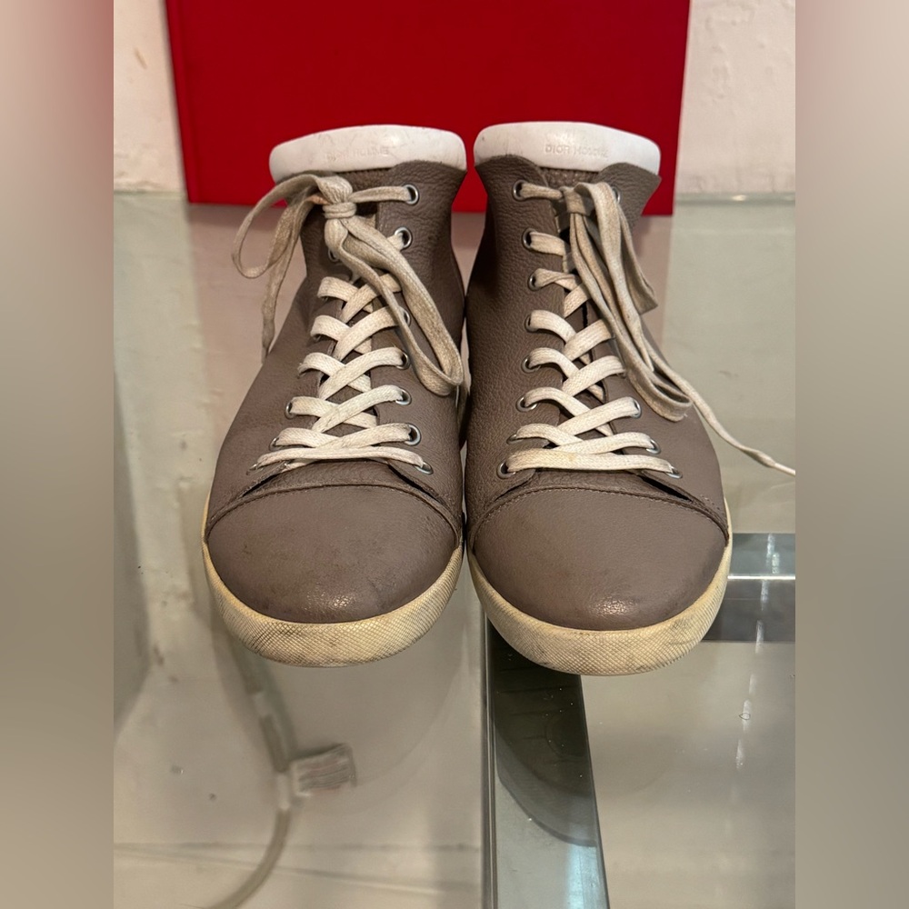 CHRISTIAN DIOR HOMME Beige Leather Lace-Up Sneakers, Men’s Size 9.5US/43EU
